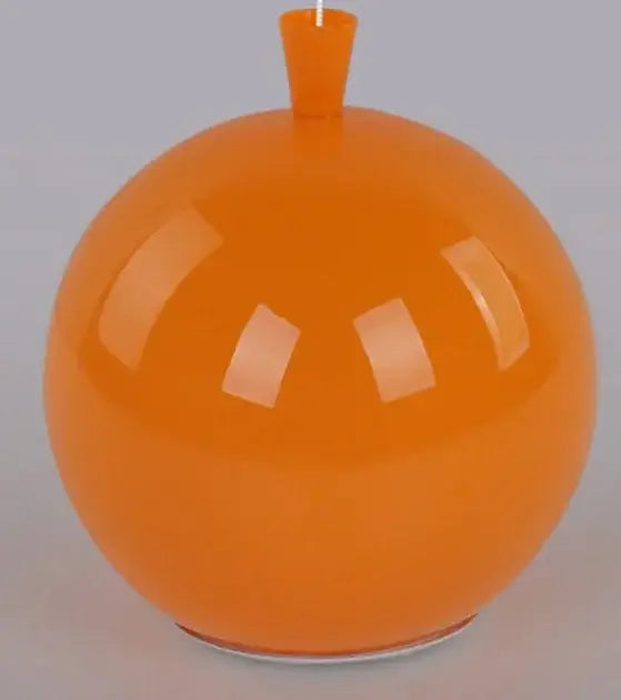Vibrant orange glossy balloon ceiling lamp with spherical design and cylindrical stem for kids bedroom ceiling lamp