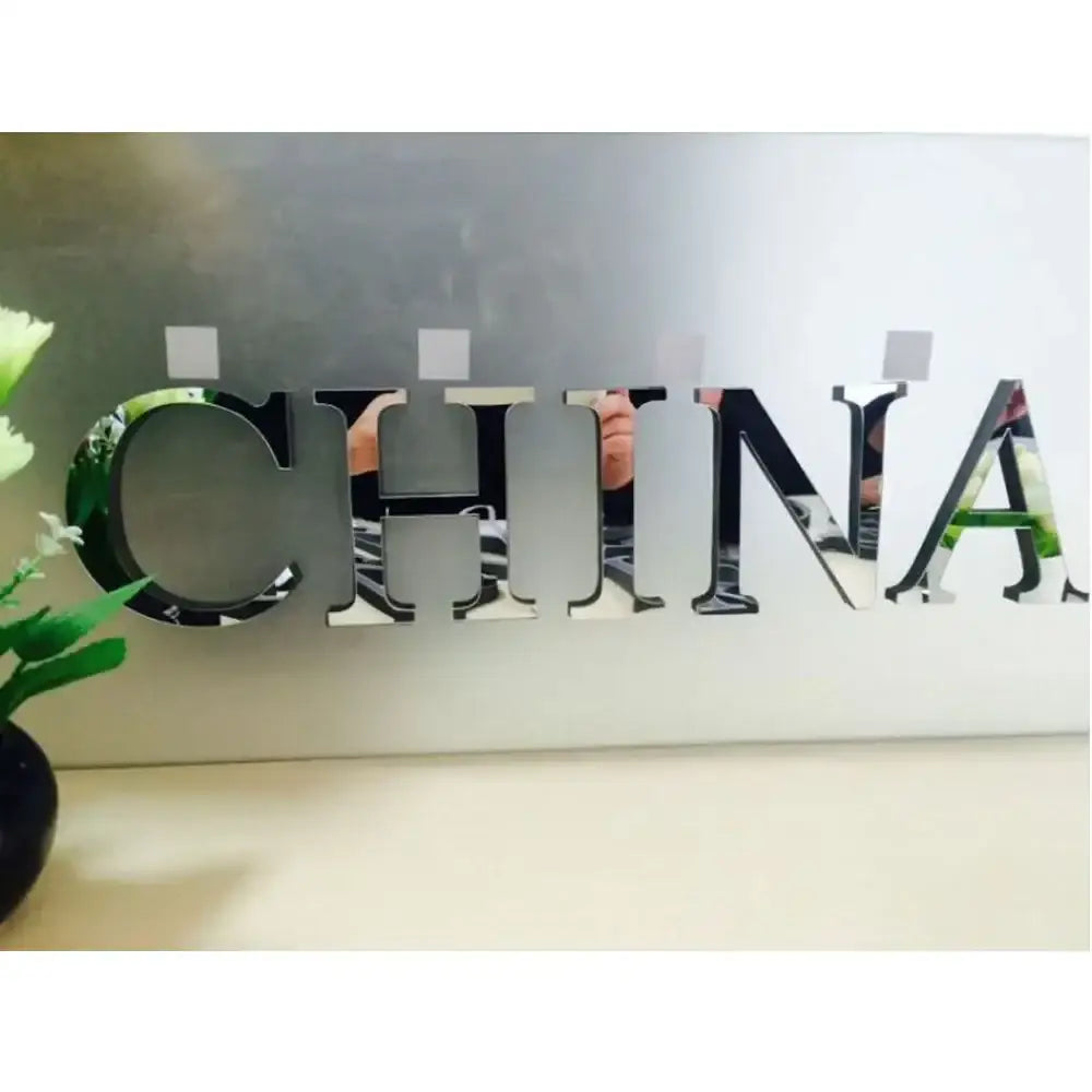 Shiny chrome mirror alphabet letters spelling china mounted on wall for decorbites 3d mirror alphabet letters wall decor