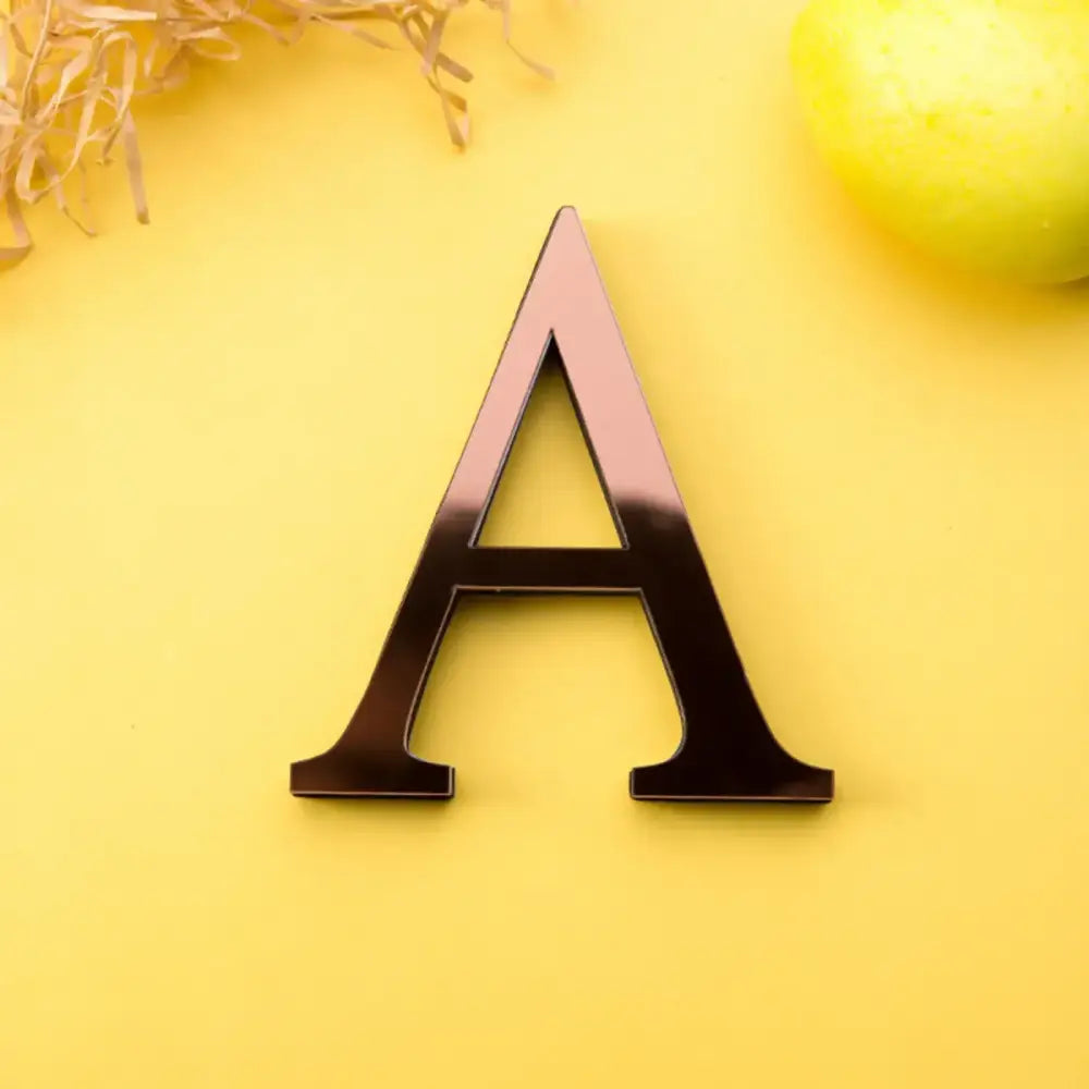 Shiny black metallic letter a decor from decorbites 3d mirror alphabet letters wall for living room use