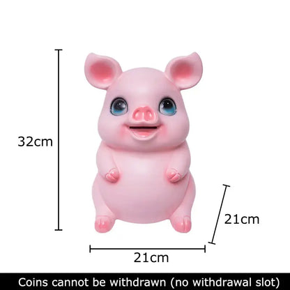 Glossy pink ceramic piggy bank with blue eyes and smiling face savings jar decorbites cartoon pig for bedroom decor