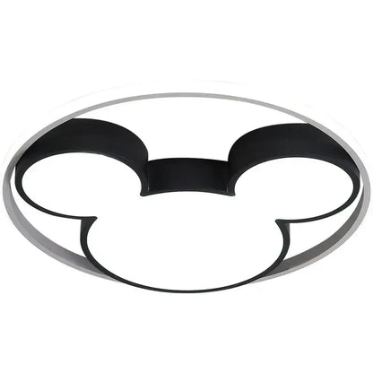 Black mickey mouse-shaped ceiling light fixture with silver trim featuring a sleek modern design 34w led mickey mouse