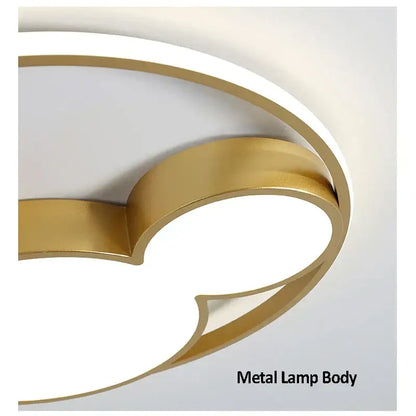Modern ceiling light with sleek gold metal frame and soft white panels for 34w led mickey mouse bedroom use