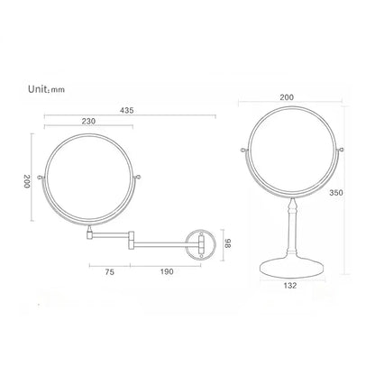 Gold and black decorbites adjustable wall mounted cosmetic mirror with circular glass and sleek metallic frame in 1x 3x