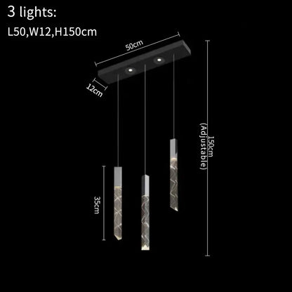 Modern black rectangular ceiling fixture with three adjustable translucent glass pendant lights for decorbites crystal led chandelier