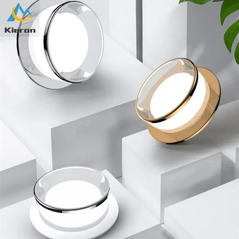 Modern circular led wall sconces in silver and gold with minimalist glass domes for decorbites crystal led ceiling lamp decor