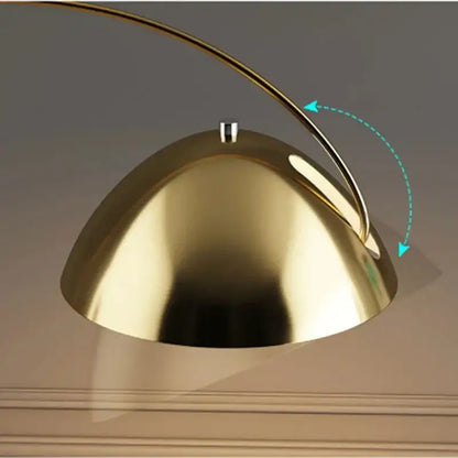Gold arched designer marble floor lamp with dome-shaped shade and polished metallic finish for living room lighting decorbites designer marble floor