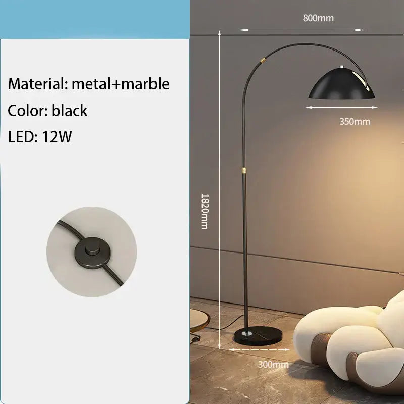 Black metal and marble arc floor lamp with sleek modern design by decorbites designer marble for living room lighting
