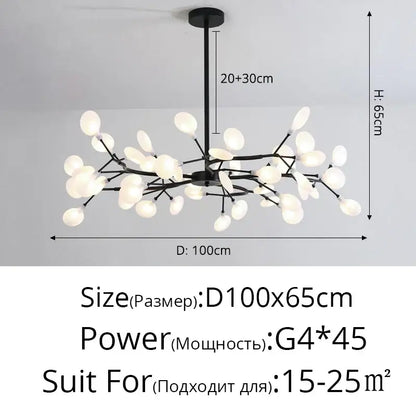 Black metal decorbites branch shape chandelier with translucent oval lights for dining room lighting