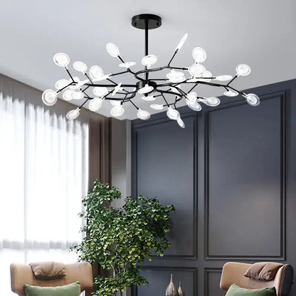 Black metal branch shape firefly chandelier with clear glass globe bulbs for dining room decorbites shape firefly ceiling lighting