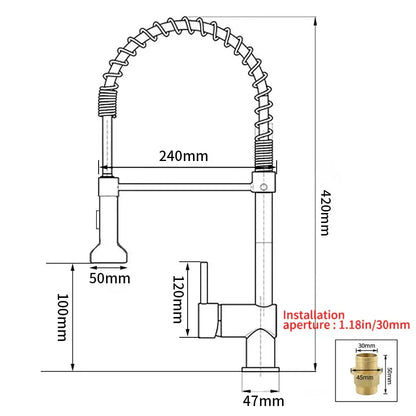 Modern kitchen faucet with brass spring spout and flexible coiled gooseneck in decorbites brass spring finish