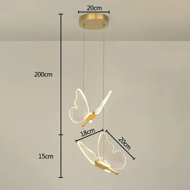 Gold-toned butterfly chandelier pendant light with translucent detailed wings for living room by decorbites butterfly chandelier