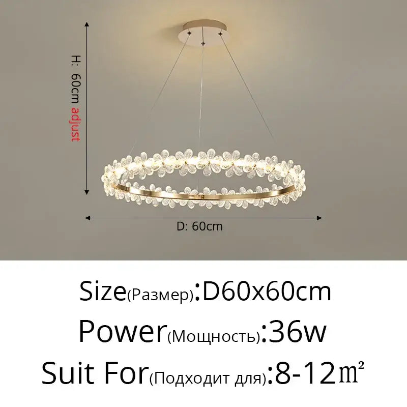 Gold butterfly crystal led chandelier with gold-toned metal frame and flower-shaped accents by decorbites crystal led