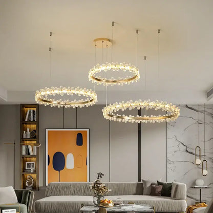 Three elegant gold butterfly crystal led chandeliers with crystal droplets for living room decorbites crystal led lighting