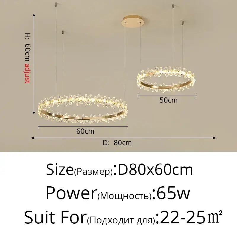 Gold butterfly crystal led chandelier living room pendant light with gold-toned circular frame and decorbites crystal led accents