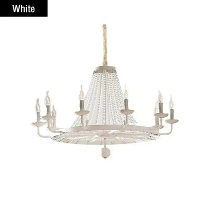 White country candle crystal chandelier with gold accents and candle-style bulbs for dining room decorbites decor