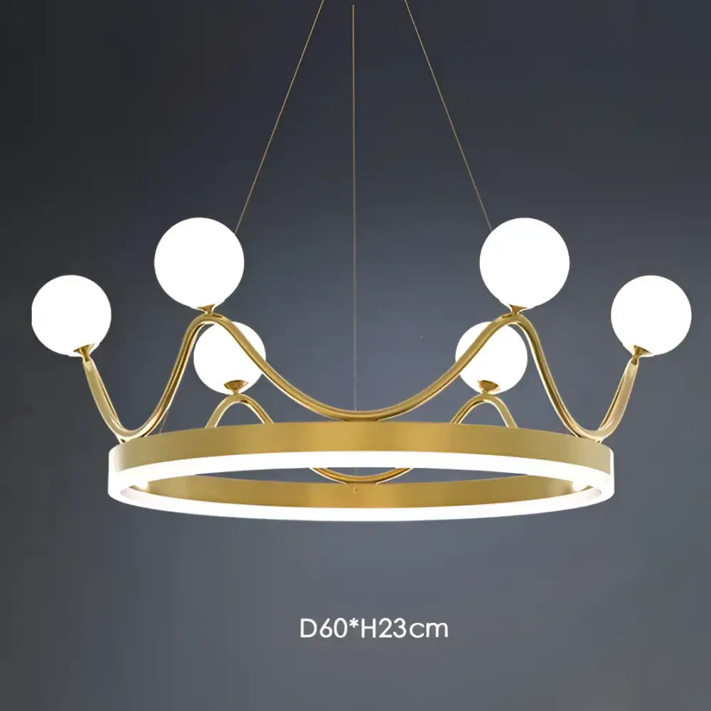 Gold-toned decorbites crown led chandelier with six white glass globes ideal for kids room lighting decorbites crown