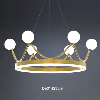 Gold-toned decorbites crown led chandelier with six white glass globes ideal for kids room lighting decorbites crown