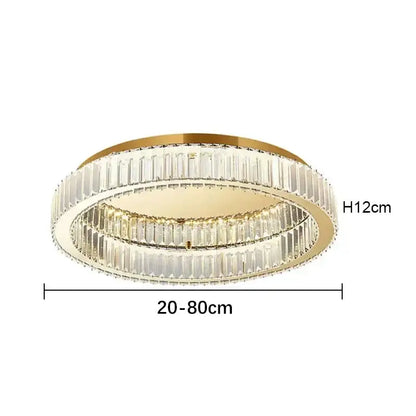 Gold-toned crystal circle ceiling chandelier with two concentric rings of faceted bars for living room decorbites crystal circle