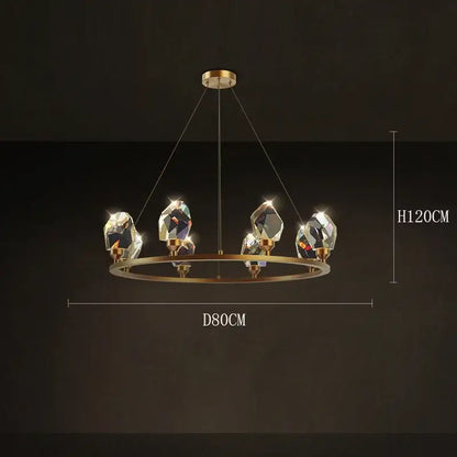 Gold-toned circular dining room chandelier with five faceted crystal pendants for decorbites dining room decorbites dining