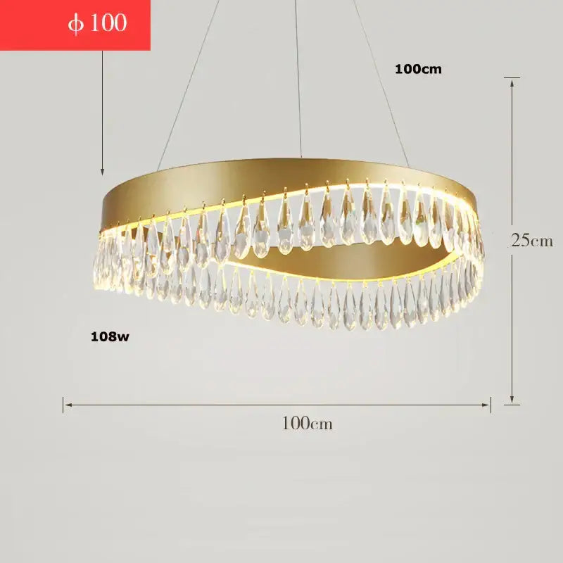 Gold crystal stainless steel chandelier with gold-tone circular frame and dangling teardrop crystals for foyer decorbites crystal stainless design