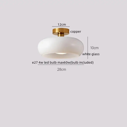 Gold flower frosted glass ceiling lamp with sleek white glass shade and polished copper base for hallway decorbites cotton shape led