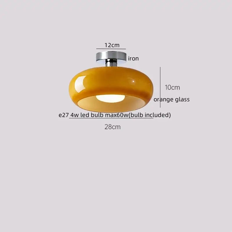 Gold flower frosted glass ceiling lamp with glossy orange shade and polished iron base for decorbites cotton shape led lighting