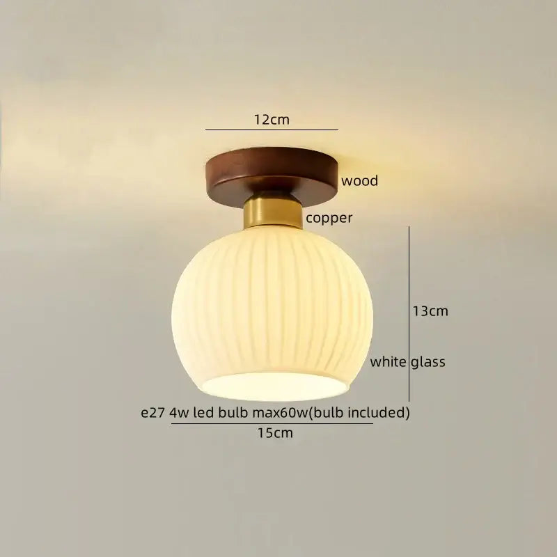 Gold flower frosted glass ceiling lamp with warm white spherical cotton shape led and copper-finished stem decorbites cotton shape