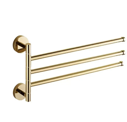 Gold three-tier copper swivel towel rack wall mount holder with sleek modern design for bathroom decorbites copper swivel use
