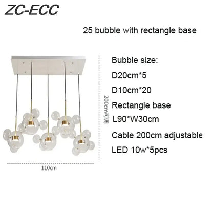 Gold glass bubble led chandelier with modern glass bubble pendant lights and gold-toned hardware for dining room decorbites glass bubble