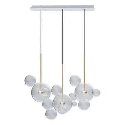 Modern gold decorbites glass bubble led chandelier with white rectangular ceiling mount for dining room lighting