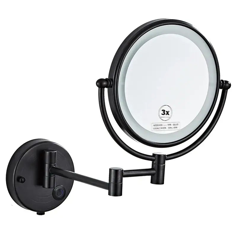 Black matte makeup mirror with 3x zoom and adjustable arm for decorbites led wall mounted makeup mirror use
