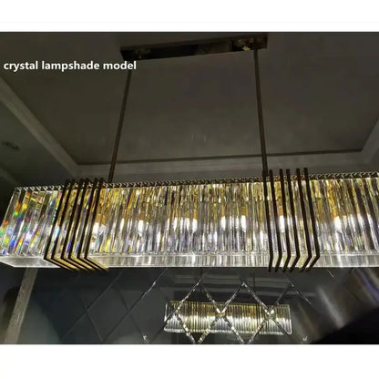 Gold lustre steel pendant light with vertical faceted glass rods and gold-toned metal accents for dining room decorbites gold lustre