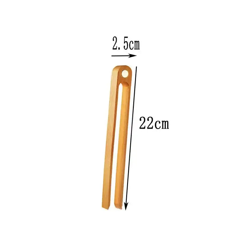 Gold metallic bamboo toaster tongs 22cm long with smooth finish and rounded ends for kitchen bread tools use