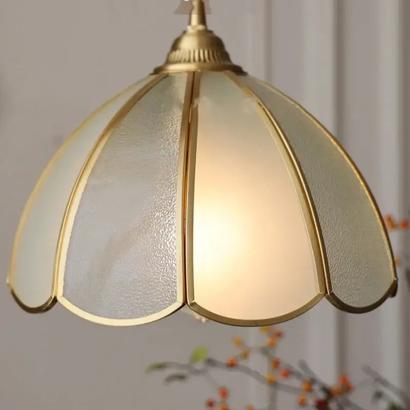 Gold petal glass led pendant lamp with frosted glass shade and gold-toned finish for kitchen lighting fixture