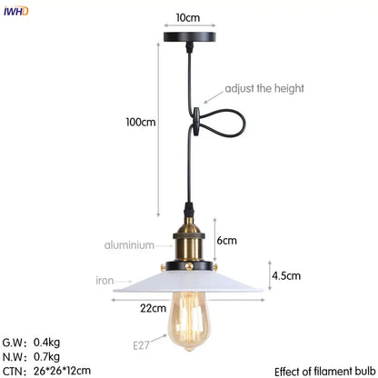 Gold retro edison industrial pendant lights with black iron brass aluminum fixture and white ceramic shade for dining room decorbites gold retro
