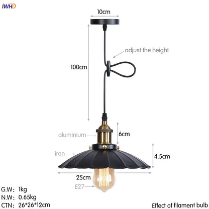 Black wrought iron pendant lights with brass-finished aluminum fixture and exposed filament bulb decorbites gold retro