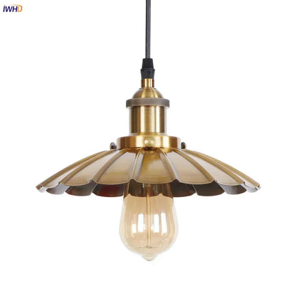 Vintage-style brass pendant light with fluted glass shade and amber filament bulb for decorbites gold retro edison pendant lights