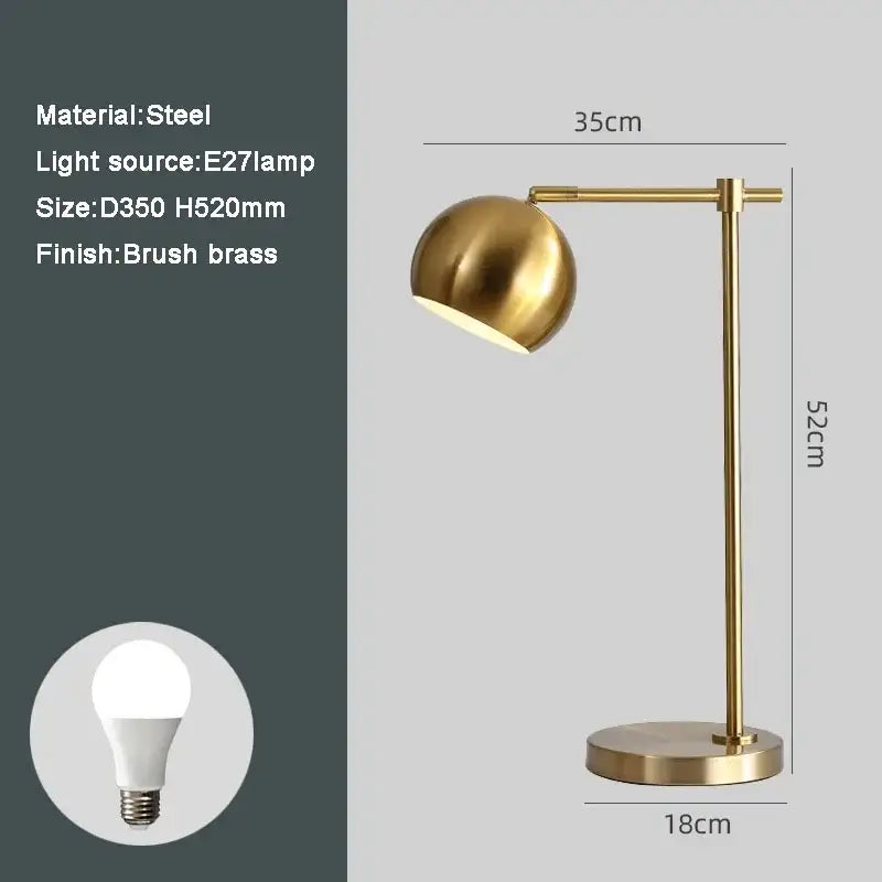 A gold vintage industrial desk lamp with a sleek brushed brass steel spherical shade ideal for bedroom decorbites gold vintage