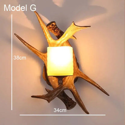 Golden antler deer horn wall lamp with warm yellow square light fixture for living room decorbites deer horn sconce