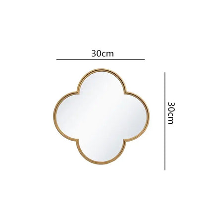 Square-shaped mirror with golden border featuring a geometric plum flower design for living room wall decor