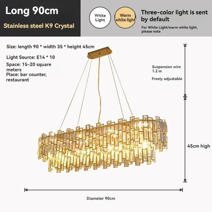 Elegant Decorbites golden branch crystal chandelier with oval stainless steel K9 crystals and warm white adjustable light
