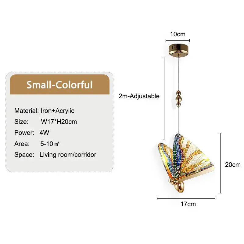 Golden butterfly led pendant light with iridescent acrylic wings and metallic gold base for bedroom and dining room decorbites butterfly led pendant