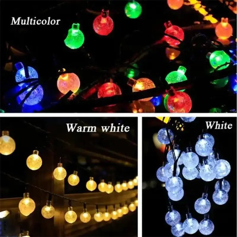 Golden crackled glass crystal fairy solar string lights with multicolor warm white and cool white frosted globe bulbs decorbites crystal fairy