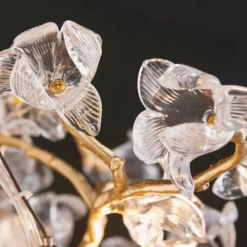 Golden crystal branch ceiling chandelier with clear glass flowers and gold centers decorbites crystal branch decor