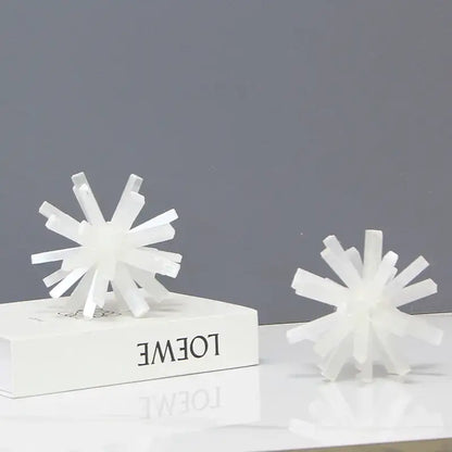White translucent crystal metal sea urchin starburst ornaments with modern geometric design for decorbites decorbites crystal metal