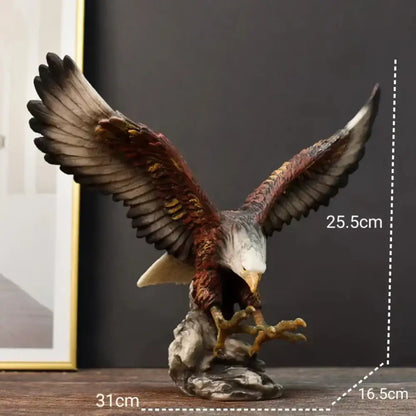 Golden dapeng eagle wings resin statue with white head and tail perched on rock base for office decorbites dapeng eagle