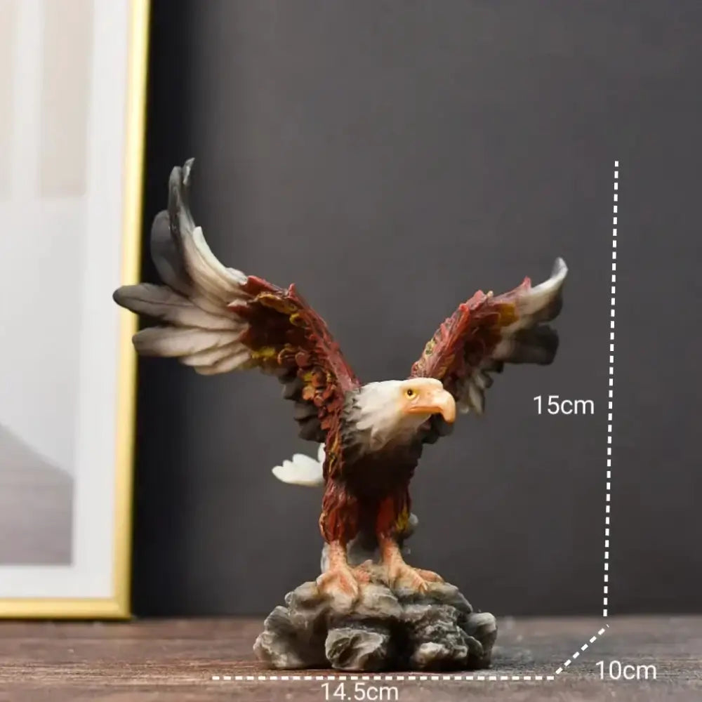 Detailed resin decorbites dapeng eagle wings statue with outstretched wings perched on rocky golden base for office decor