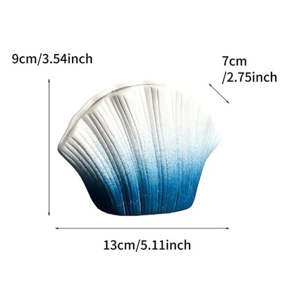 Golden gradient shell ceramic vase with glossy ombre finish from white to deep blue for living room decorbites gradient shell