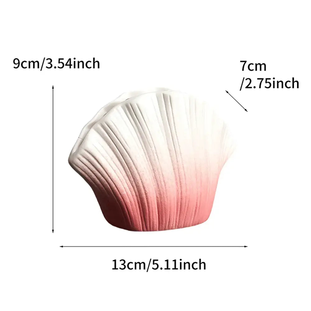 Golden gradient shell ceramic vase featuring a smooth white to soft pink finish for living room decorbites decor