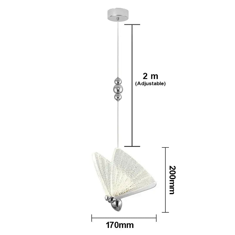 Golden iridescent butterfly pendant light with translucent white mesh and chrome accents for living room decorbites butterfly pendant